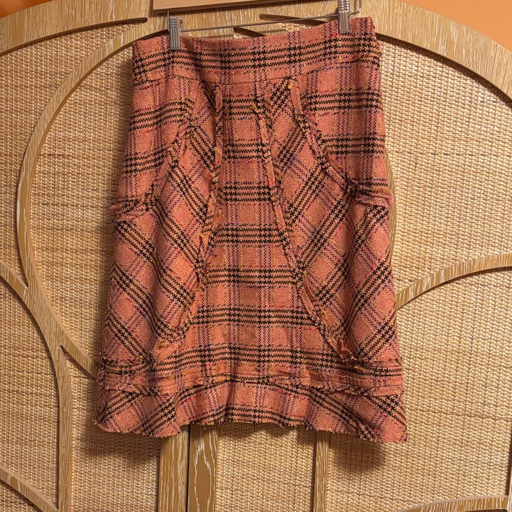 Elevenses Orange Plaid Skirt
